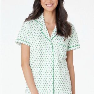 NWT Roller Rabbit Green Heart Print Pajama Set- size Large